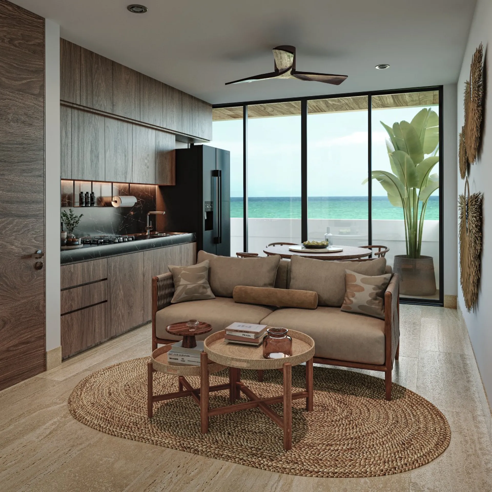 Departamento de 2 recámaras con vista al mar en Sisal